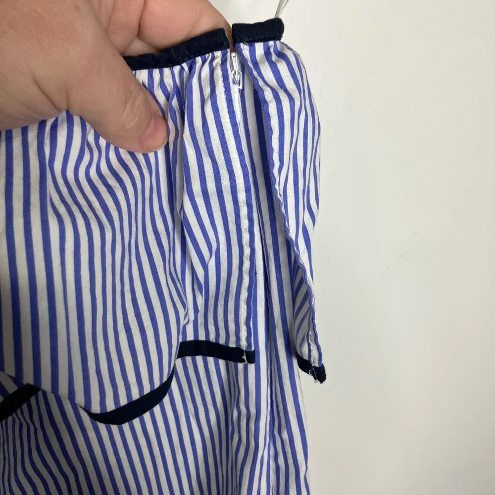 J. Crew one shoulder ruffle blouse blue white striped women's size‎ 4 preppy